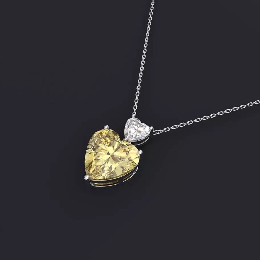 3ct Canary Heart Pendant - Picture 3 of 11